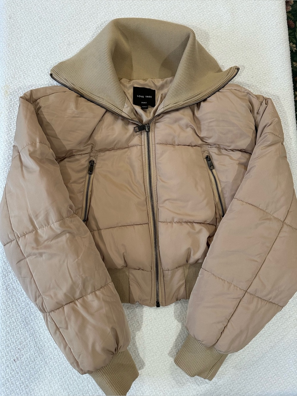 Love Tree Beige Puffer Jacket | Size S